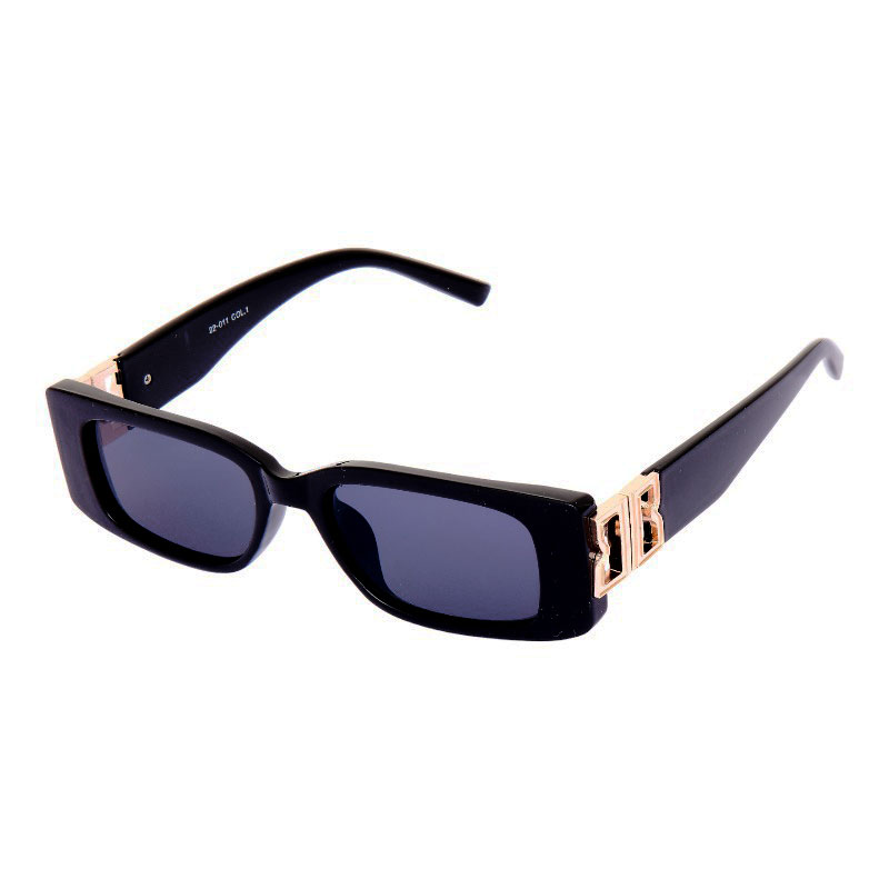 ordbog Portal ned Sorte smalle firkantede solbriller med guld dekoration - Mørke glas | Køb  online her | LOCS