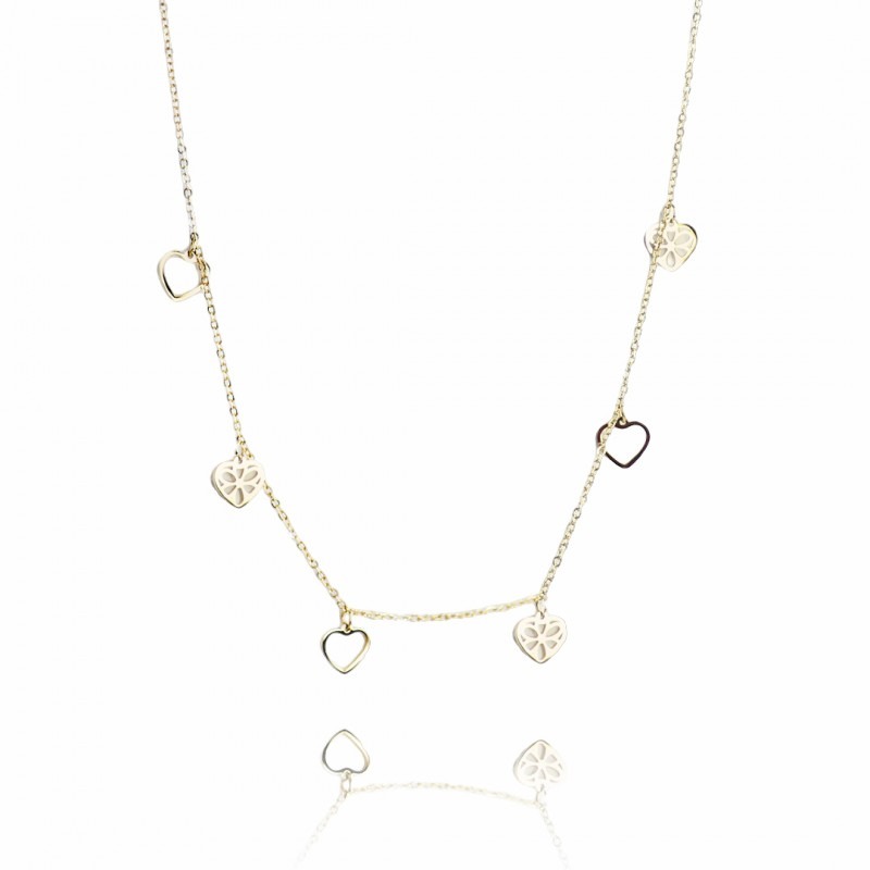 Collana con 6 bellissimi ciondoli a cuore