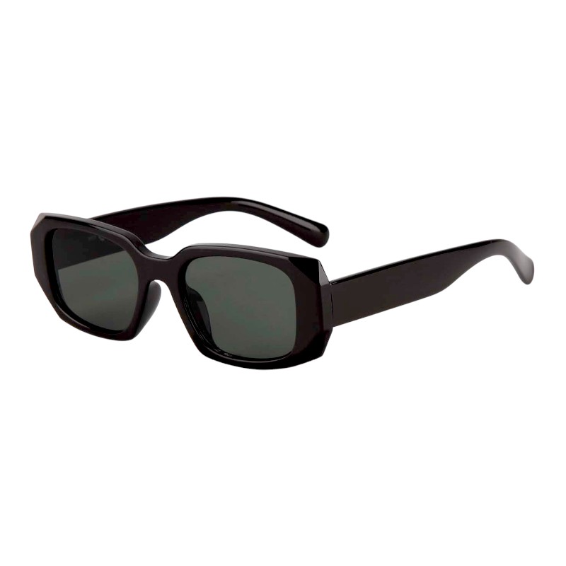 Stylische schwarze Fashion-Sonnenbrille – Dunkelgrüne Gläser | Mailänder