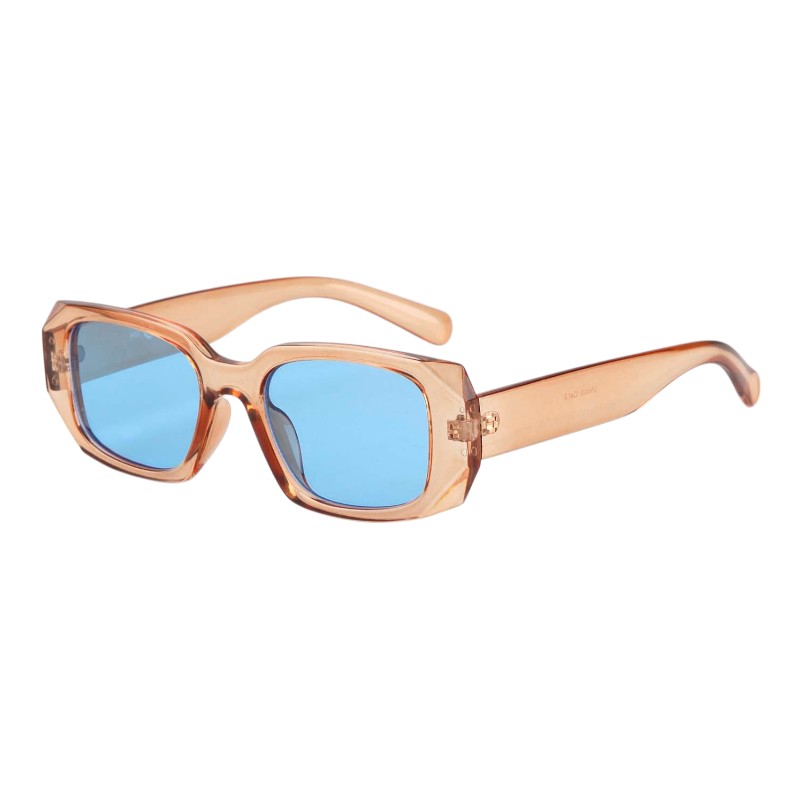 Stylische orangefarbene, transparente Mode-Sonnenbrille – Blaue Gläser | Mailänder