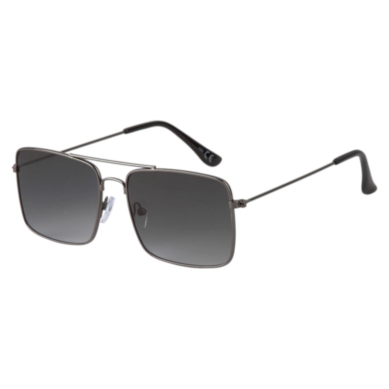 Eckige Pilotensonnenbrille – Dunkles Metall | Graues Geschirrglas