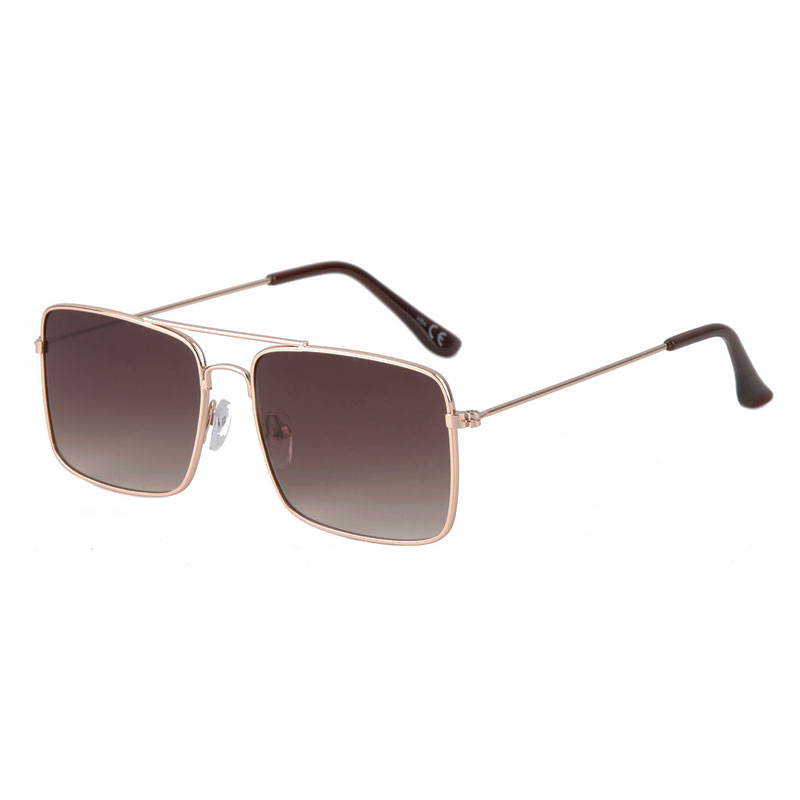 Eckige Pilotensonnenbrille – Goldmetall | Braunes Glasgeschirr