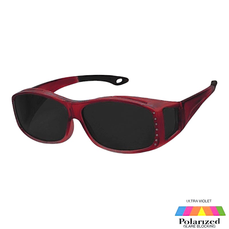 Lunettes de soleil transparentes rouges avec motif « diamants » - Verres foncés